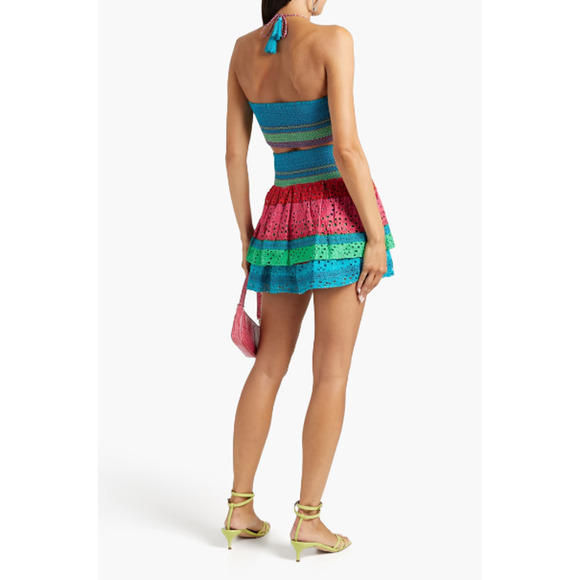 NEW Alice + Olivia Bethie Tiered Broderie Anglaise Cotton Mini Skirt Multi Sze 8 - Picture 6 of 10